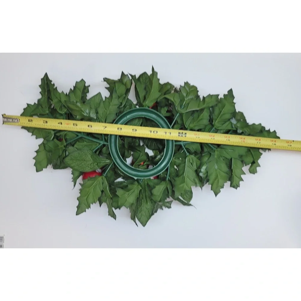 Vtg Christmas Faux Floral Candle Centerpiece Holly Pinecones/Apple/Strawberries